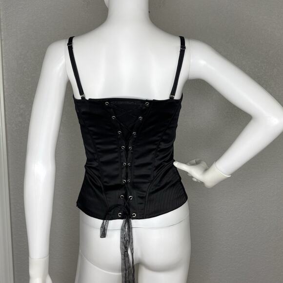 Gothic Lace Up Bustier Corset Heart Skulls 3D Roses Black Gold Red Witchy Voodoo - Picture 4 of 9